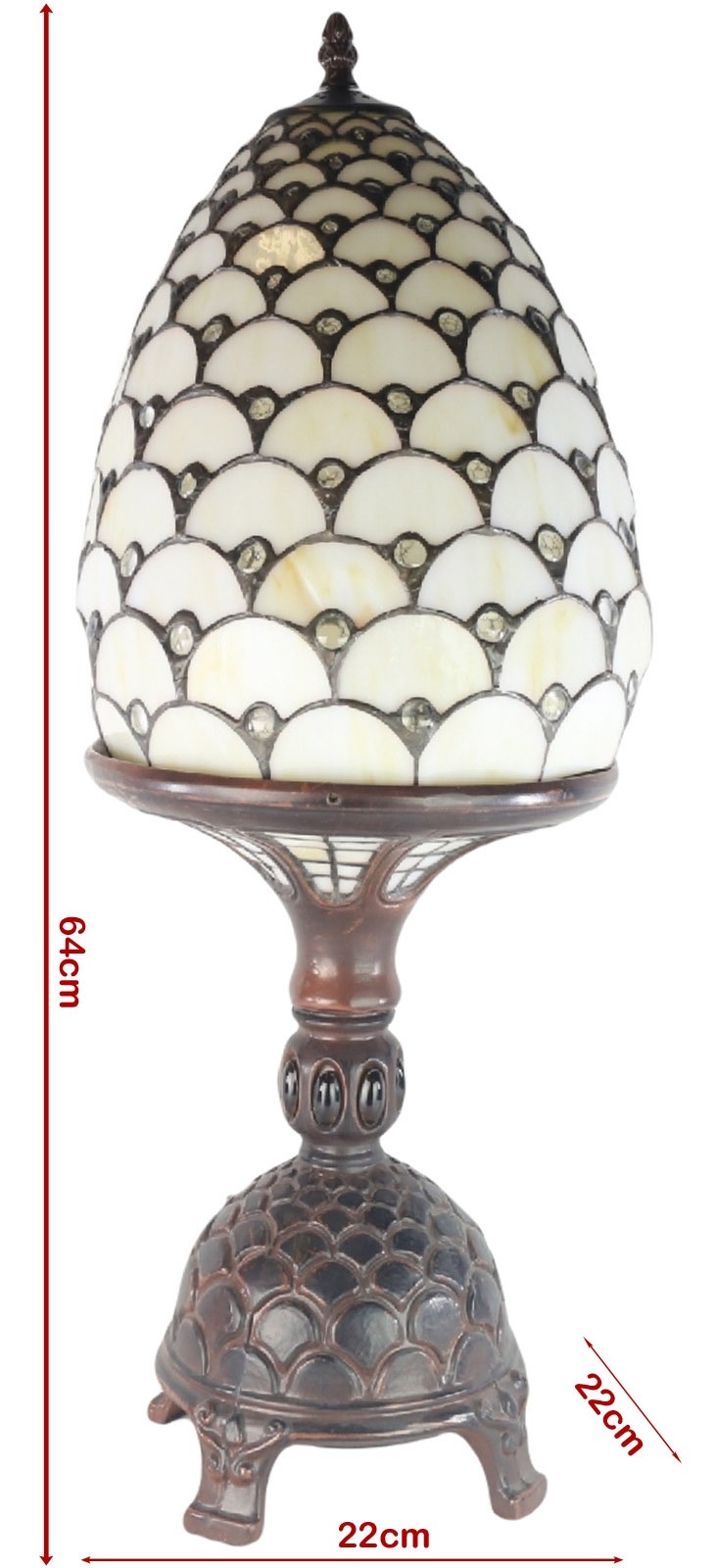 Jewelled Egg On Stand 64cm Tiffany Lamp Free Bulbs