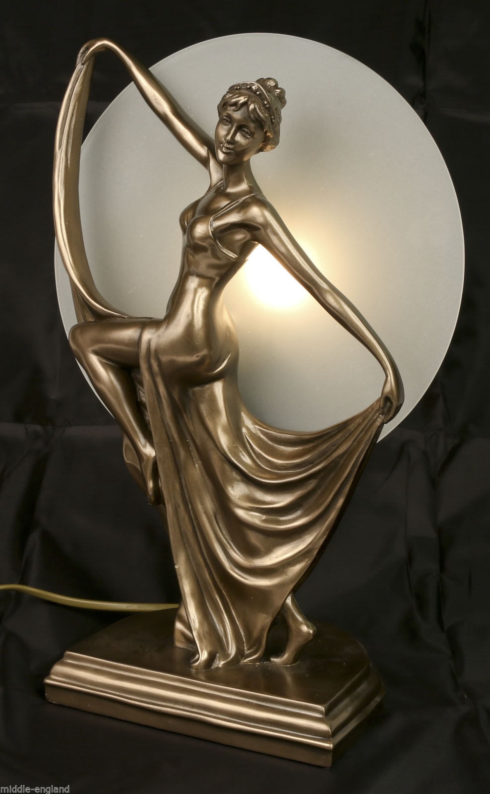 Art Deco Dancing Lady Figurine Table Lamp + Free Bulb