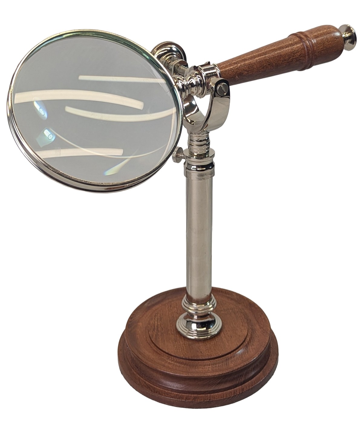 Nickel Magnifying Glass on Sheesham Wood Stand 23.5cm