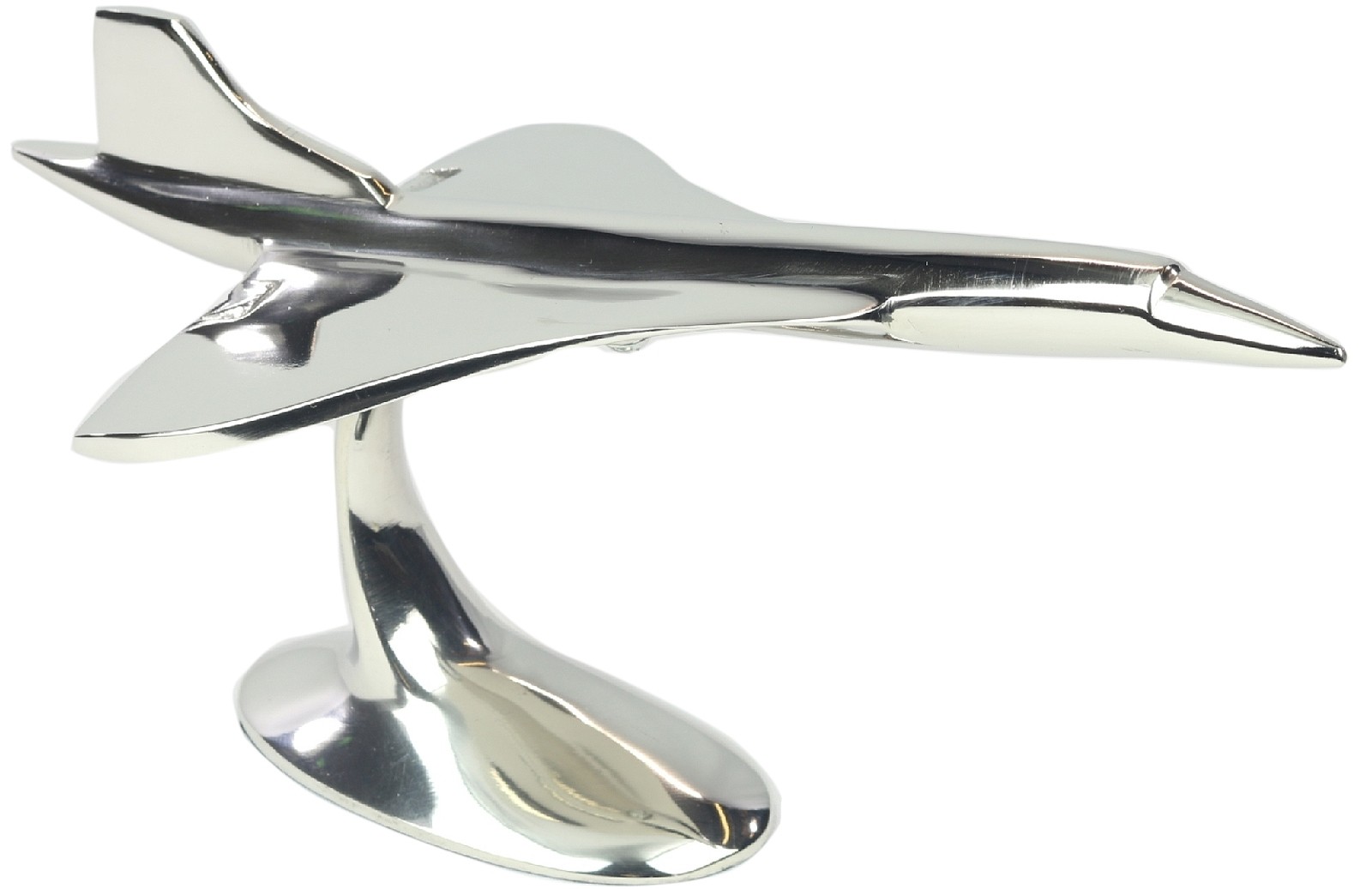 Concorde Plane On Metal Stand Nickel Plated Aluminium - 30cm