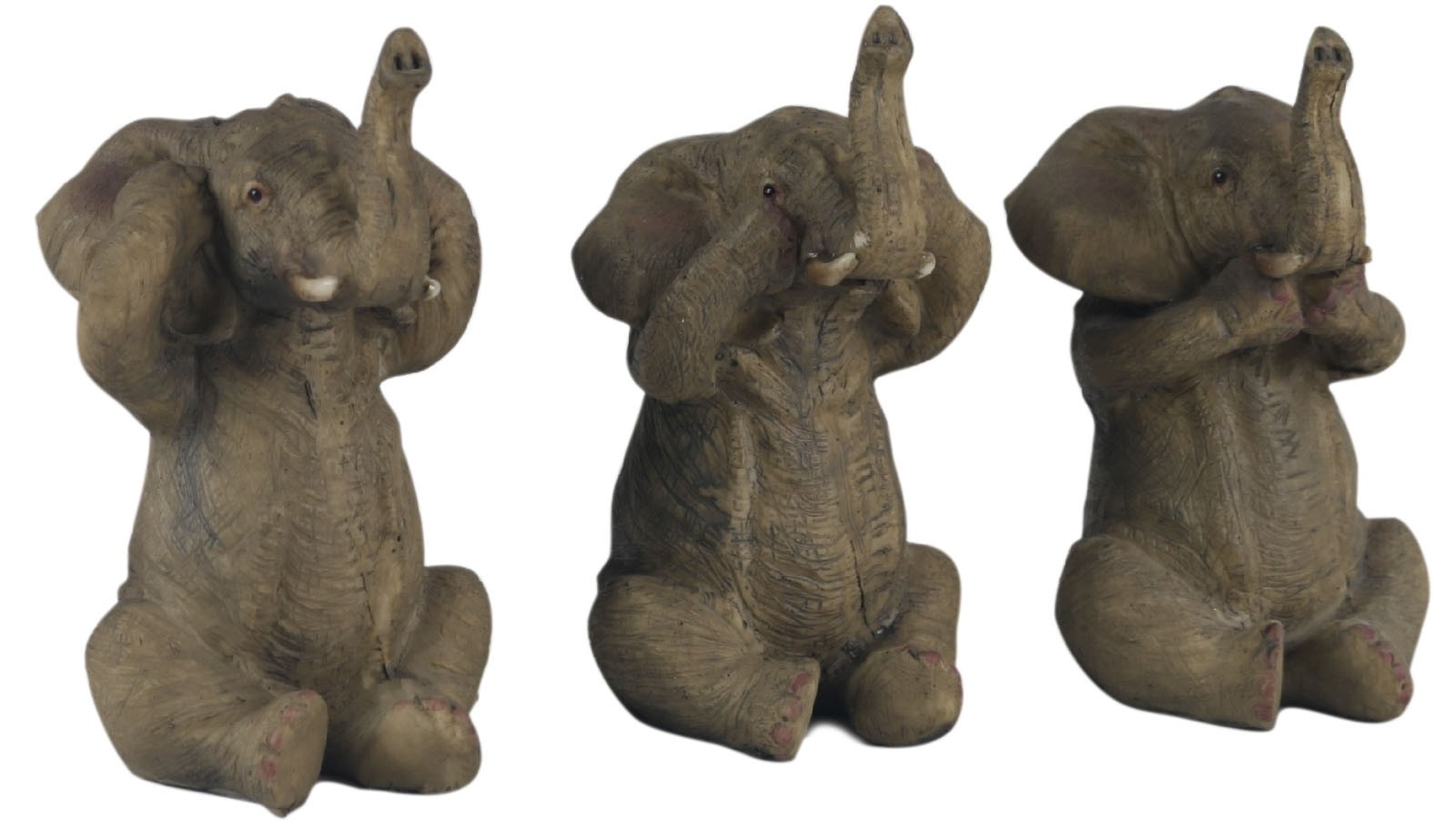 Set Of 3 Elephants - Hear Speak, & See No Evil - 11.5cm