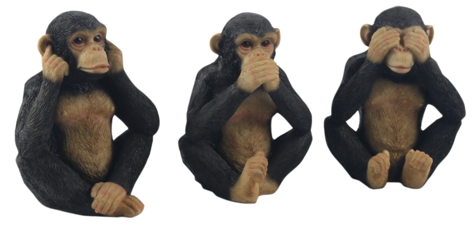 Set Of 3 Chimps - Hear Speak, & See No Evil - 15.5cm