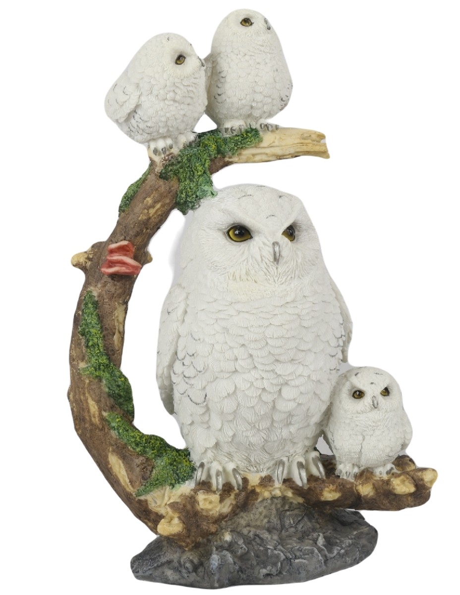 Owl and Owlets On Tree Statue 31.5cm