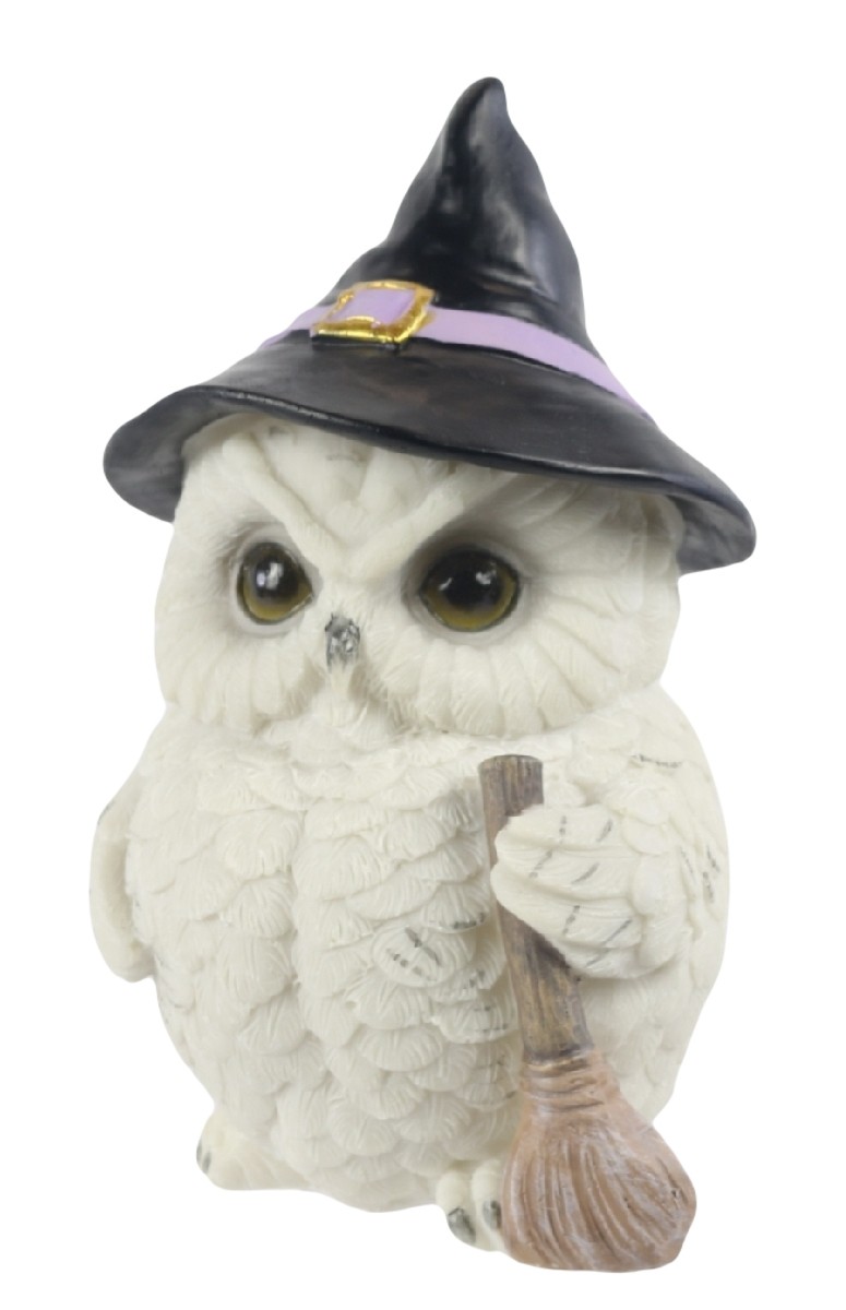 Owl Witch and Broomstick 18cm