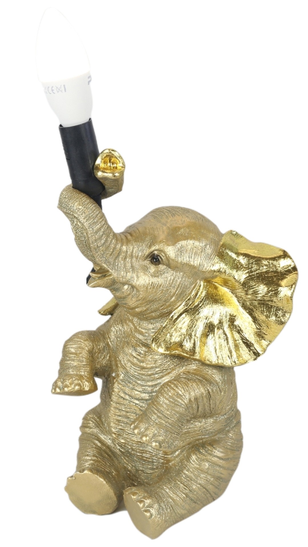 Gold Elephant Sitting Table Lamp + Free Bulb 33cm