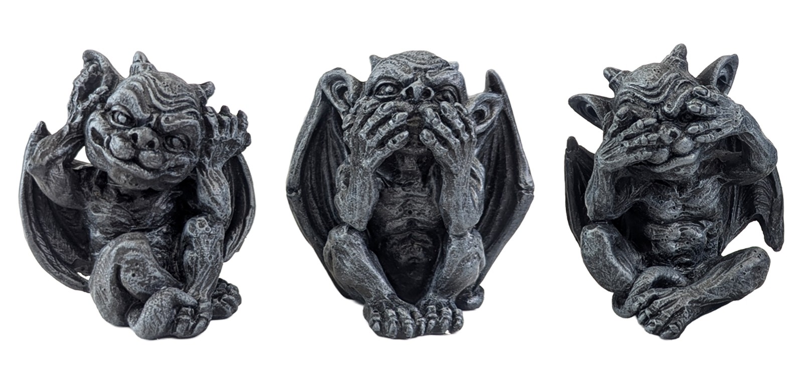 Set of 3 No Evil Little Gargoyles - Hear, See And Speak No Evil - 9cm
