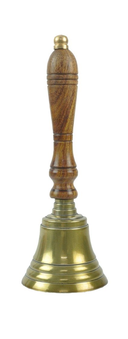 Bell with Wooden Handle (Brass Antique Finish) - 25cm