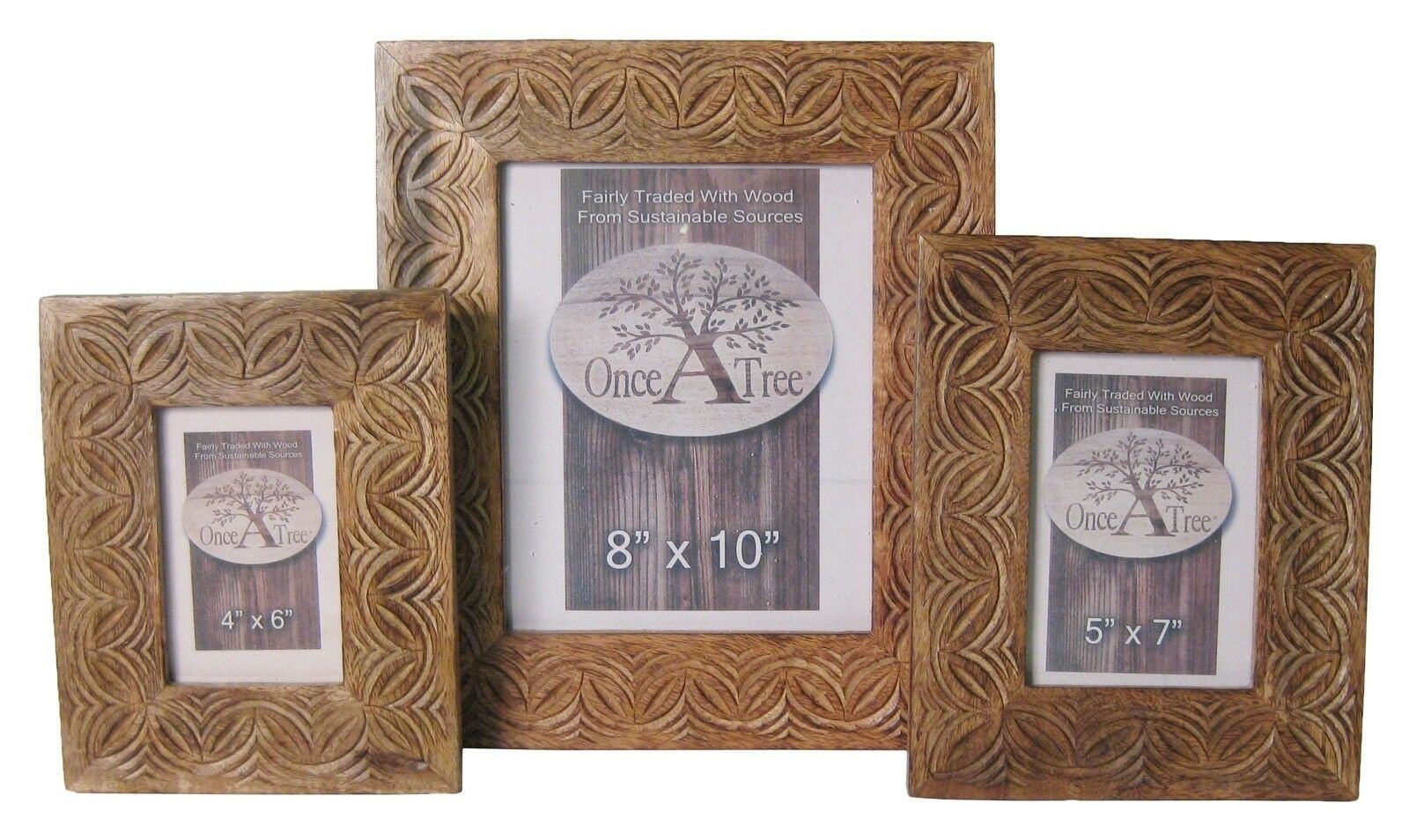 Mango Wood Celtic Design Photo Frames - Set/3