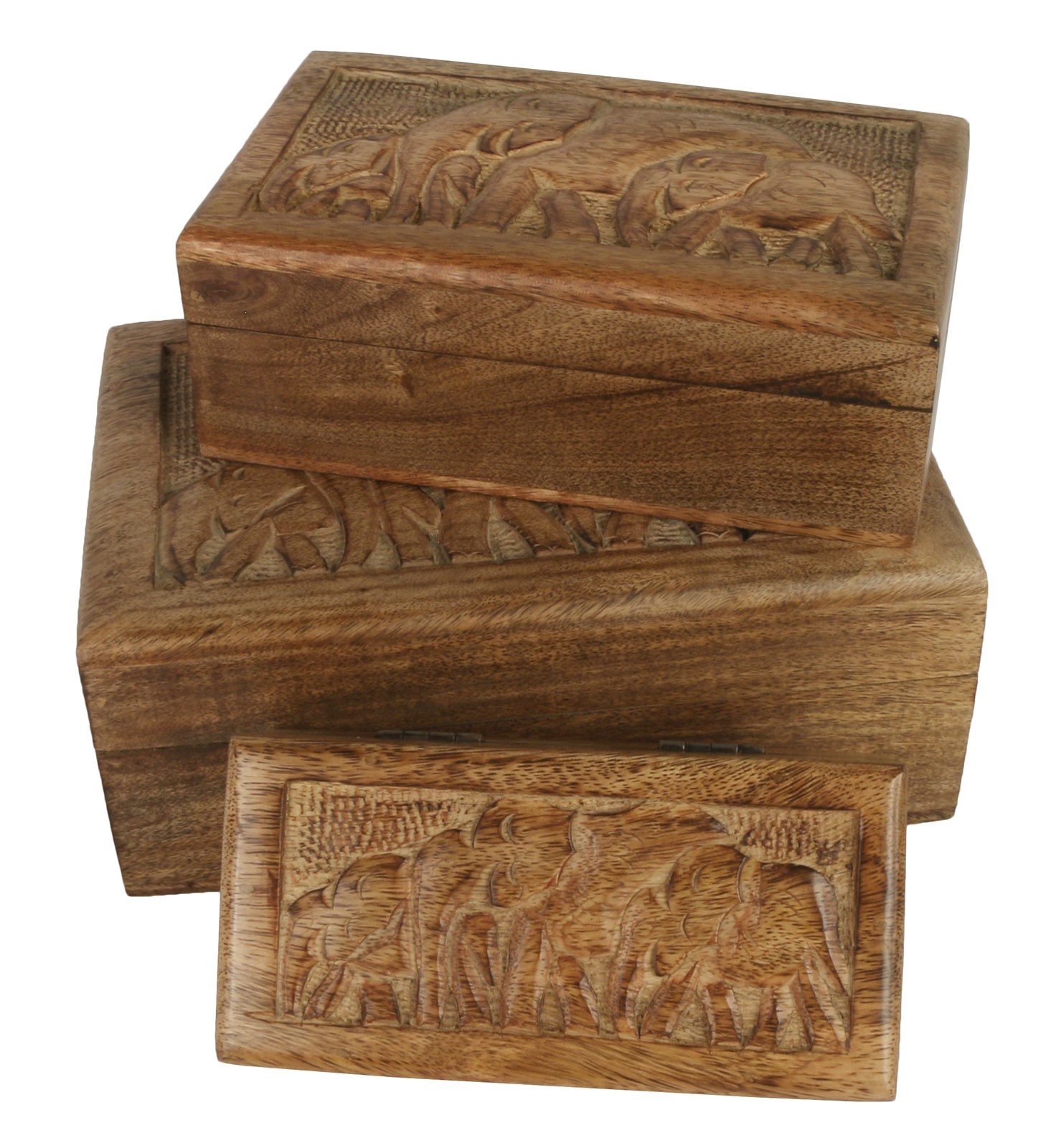 Mango Wood Elephant Design Trinket Jewellery Boxes