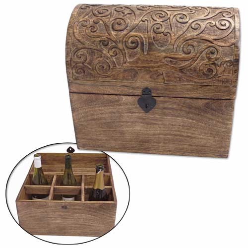 Mango Wood Tree Of Life Design Wine Box