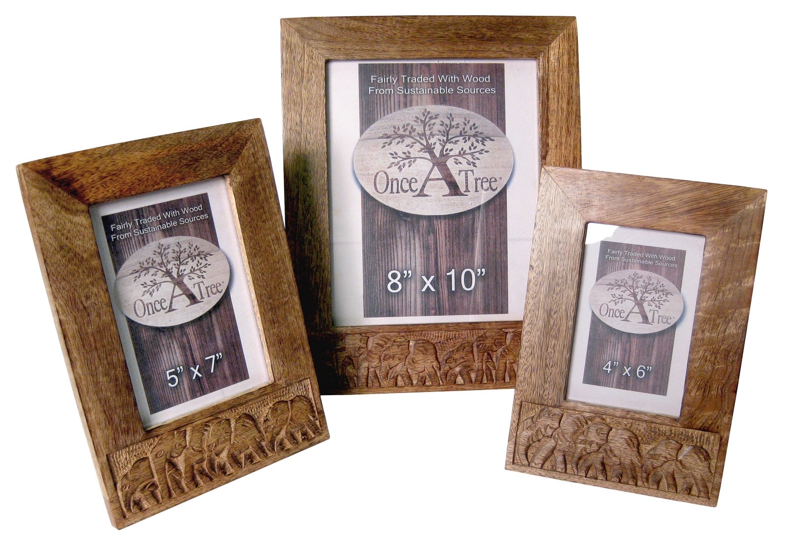 Mango Wood Elephant Design Photo Frames Set/3