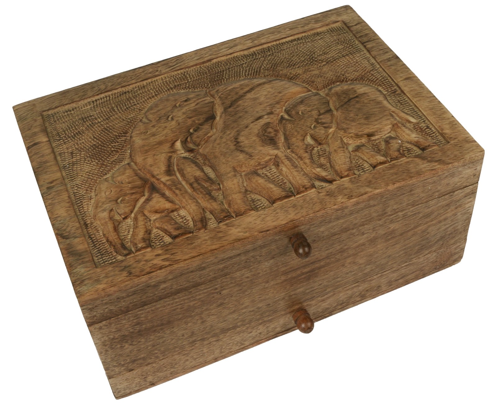 Mango Wood Elephant Design Vanity Jewellery Box