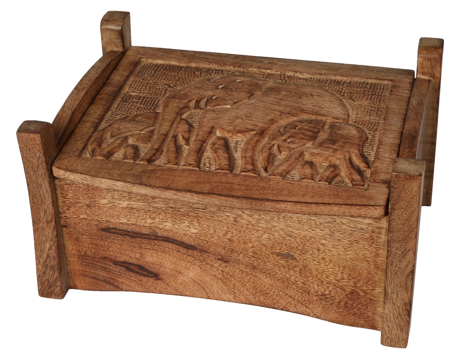 Mango Wood Elephant Design Jewellery Trinket Box