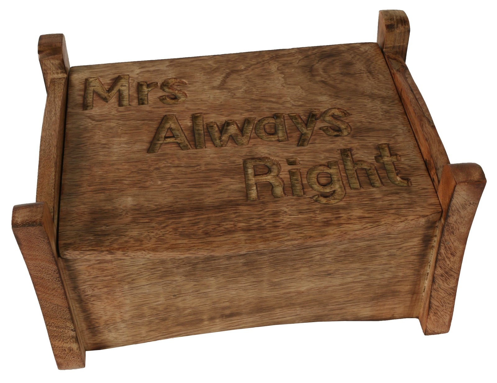 Mango Wood Mrs Always Right Jewellery Trinket Box