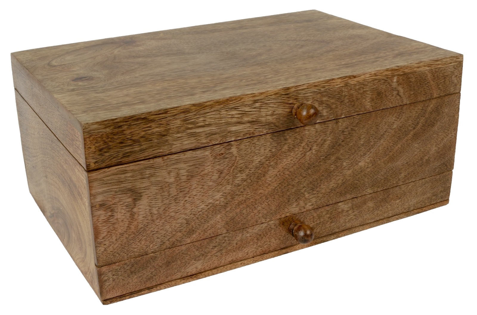 Mango Wood Plain Top Jewellery Trinket Vanity Box - 33cm