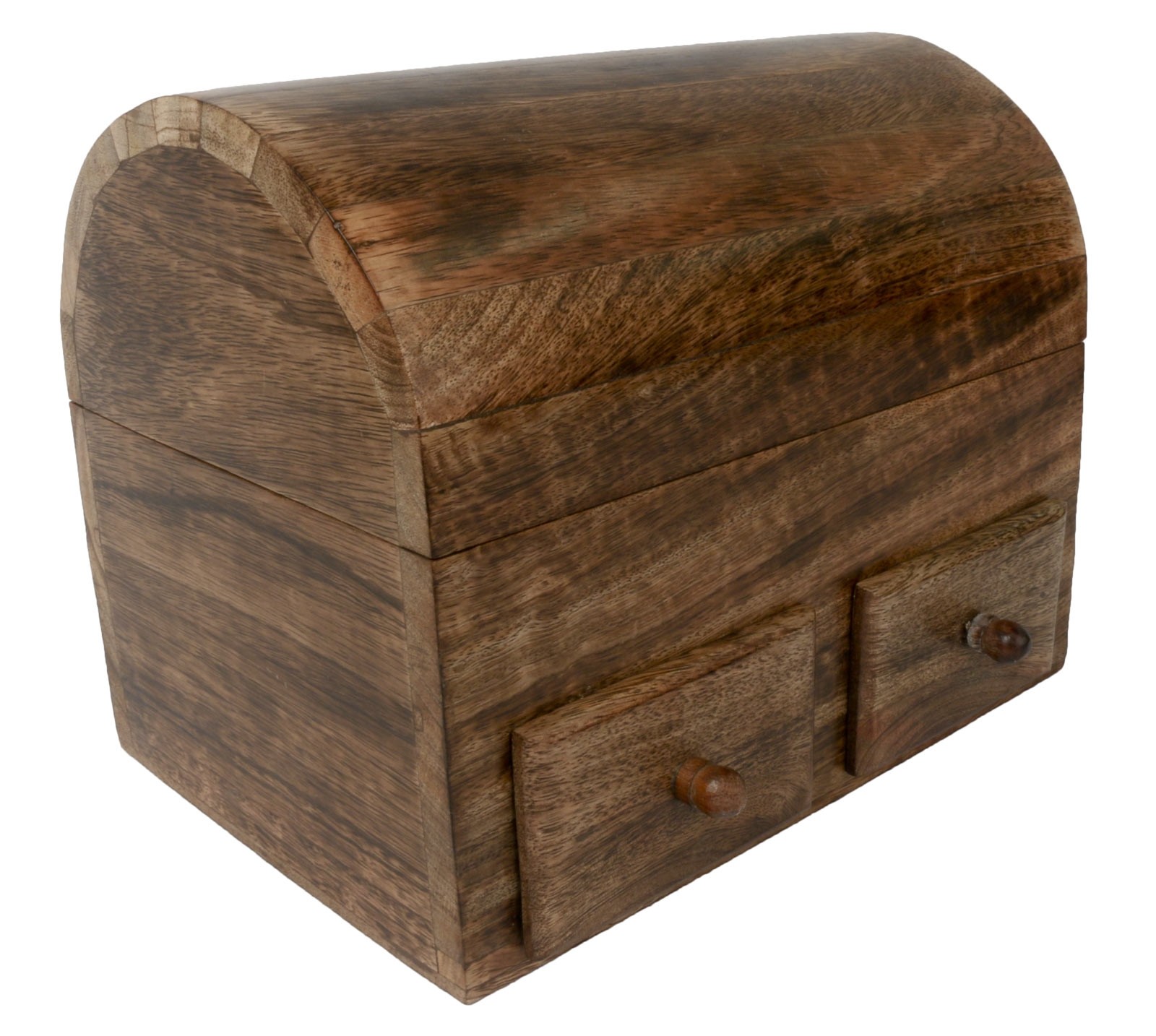 Mango Wood Plain Dome Top Box With 2 Drawers