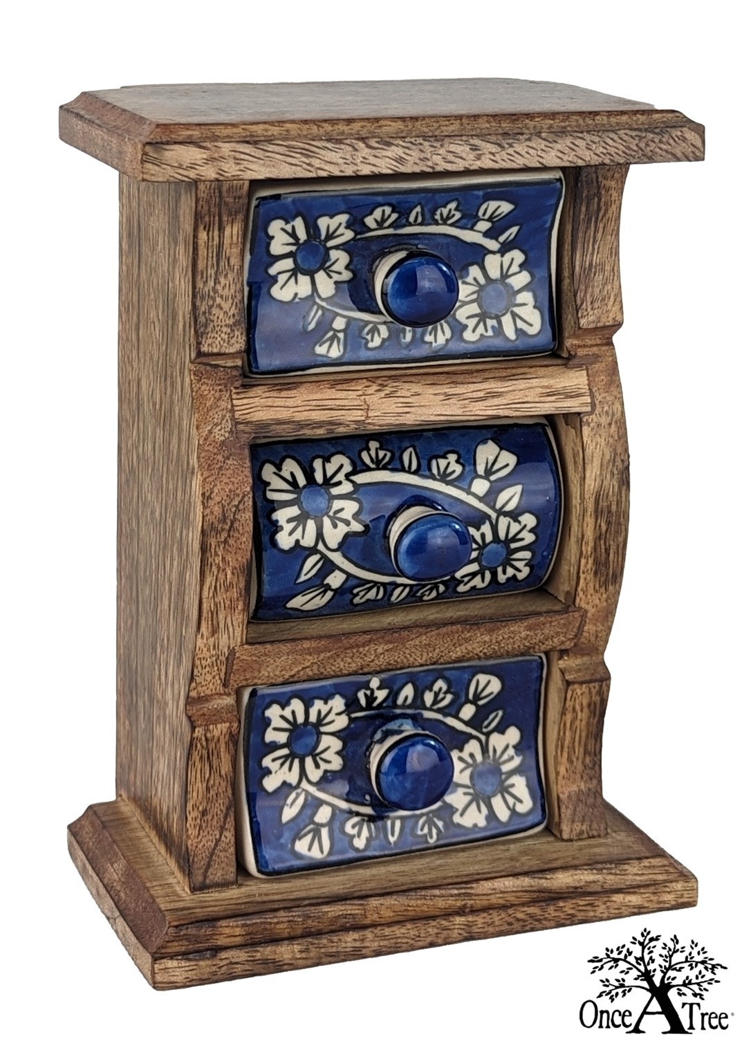 Ceramic 3 Drawer Almirah - Vertical - Dark Blue Colour - 18cm