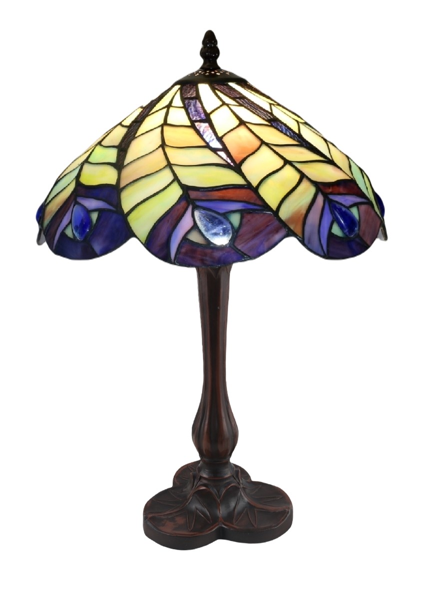 Peacock Tiffany Table Lamp - 43cm