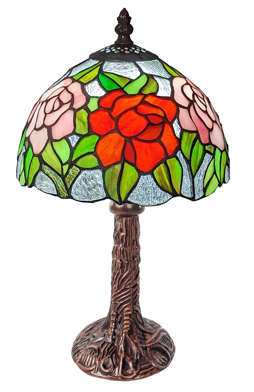 Rose Tiffany Table Lamp 34cm (Small) + Free Incandescent Bulb  