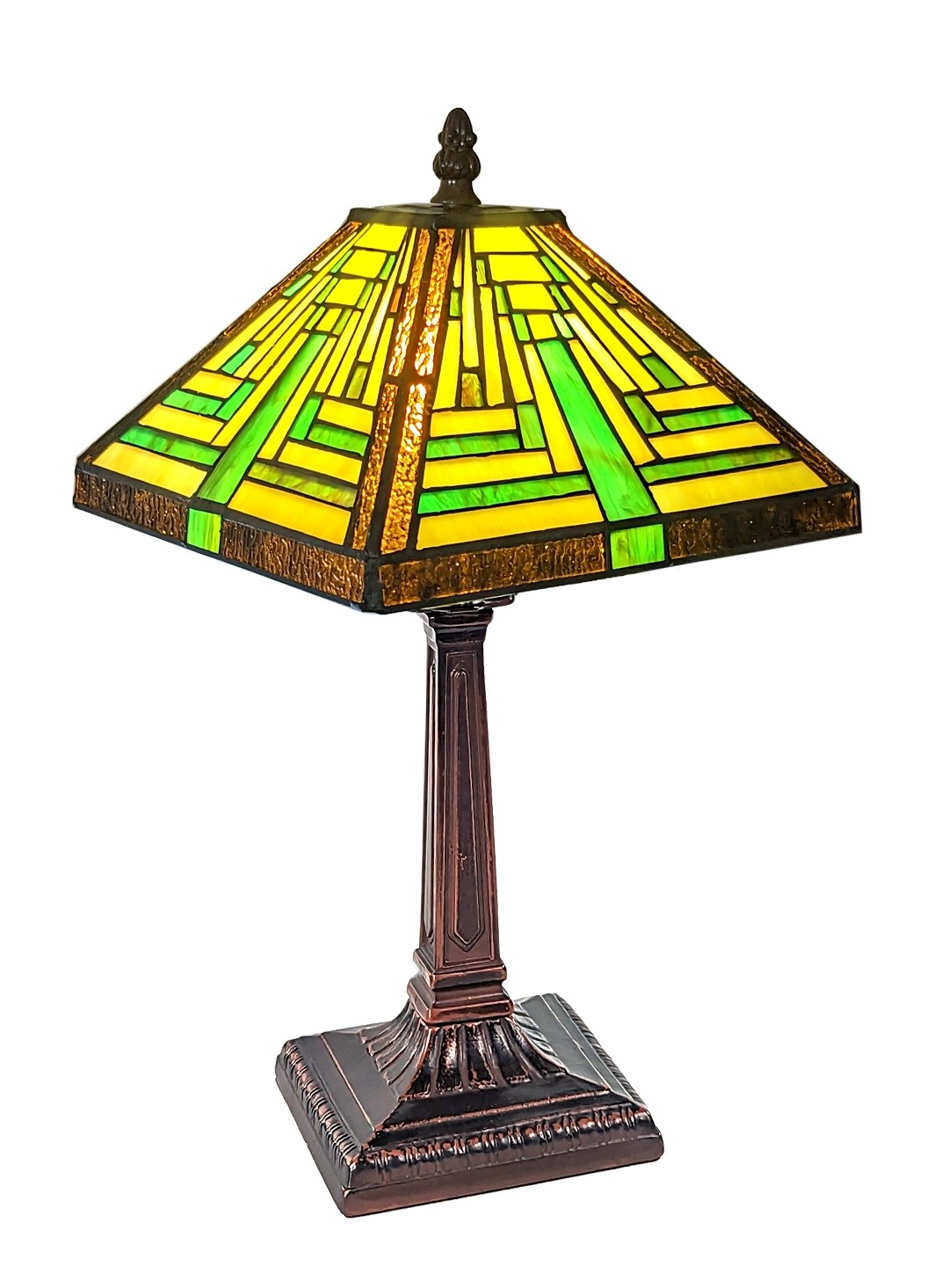 Pyramid Art Deco Tiffany Table Lamp - 38cm + Free Bulb