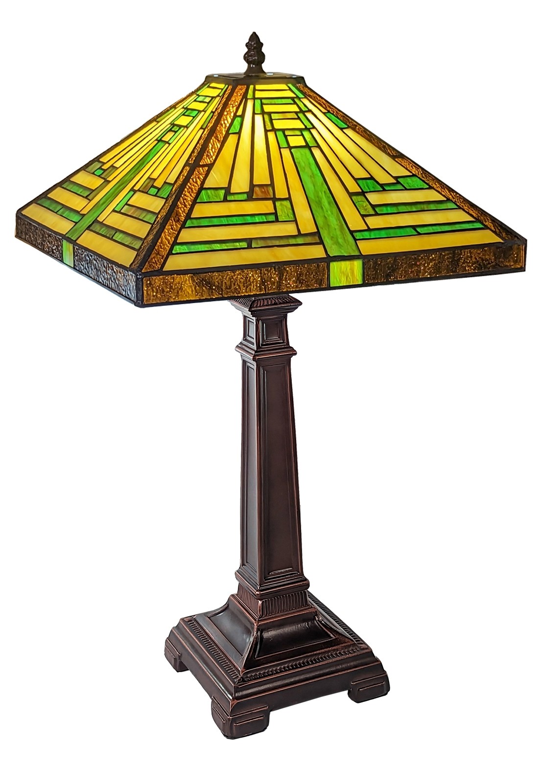 Pyramid Deco Tiffany Table Lamp - 54cm + Free Incandescent Bulb