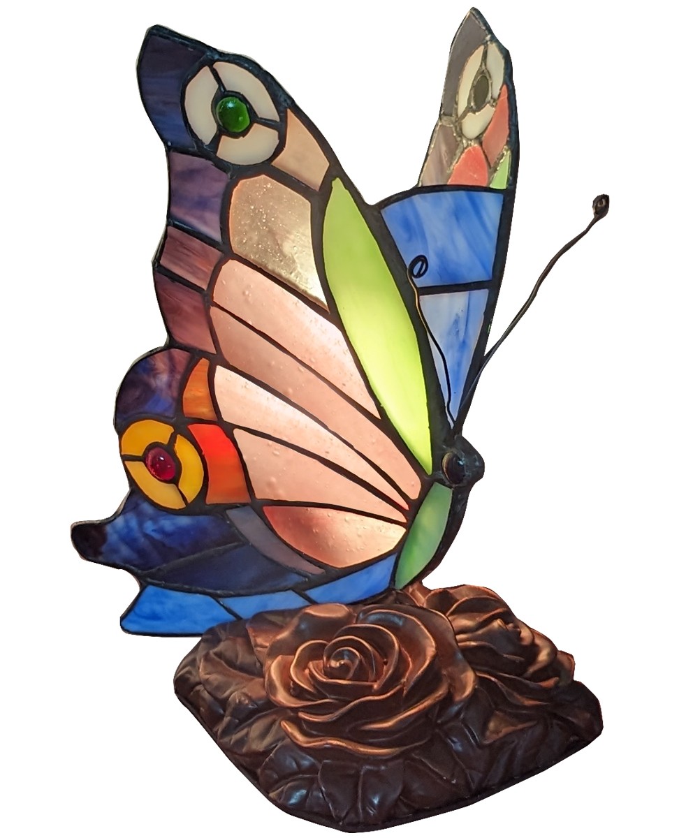 Butterfly Tiffany Table Lamp 23cm + Free Bulb
