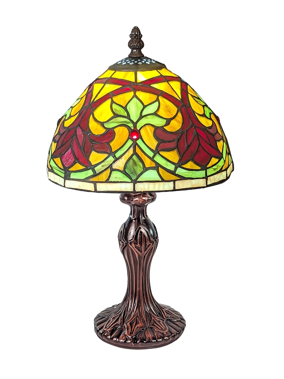 Fleur De Lys Tiffany Lamp 34cm (Small) + Free Incandescent Bulb