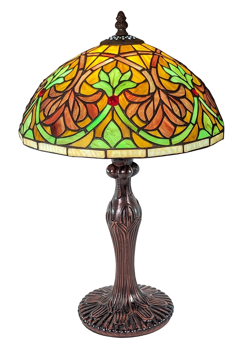 Fleur De Lys Tiffany Table Lamp 46cm (Medium) + Free Bulb