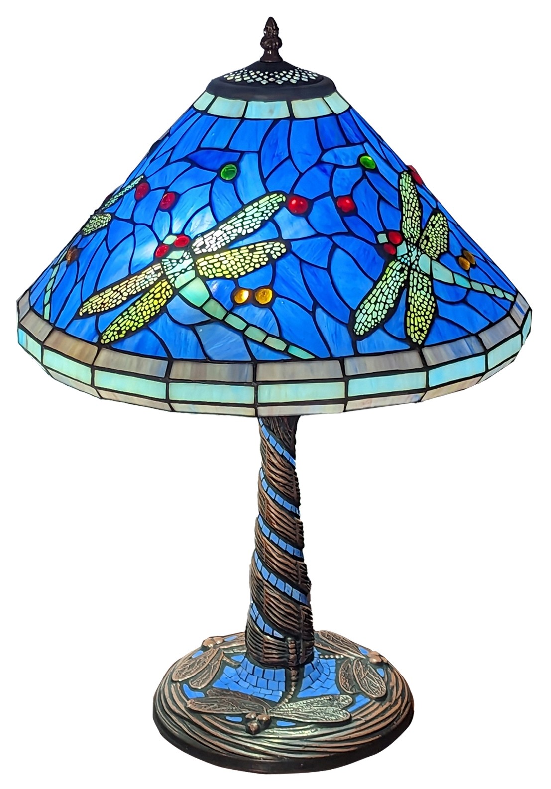 Blue Dragonfly Tiffany Shade On Mozaic Base Table Lamp 58cm + Free Bulb