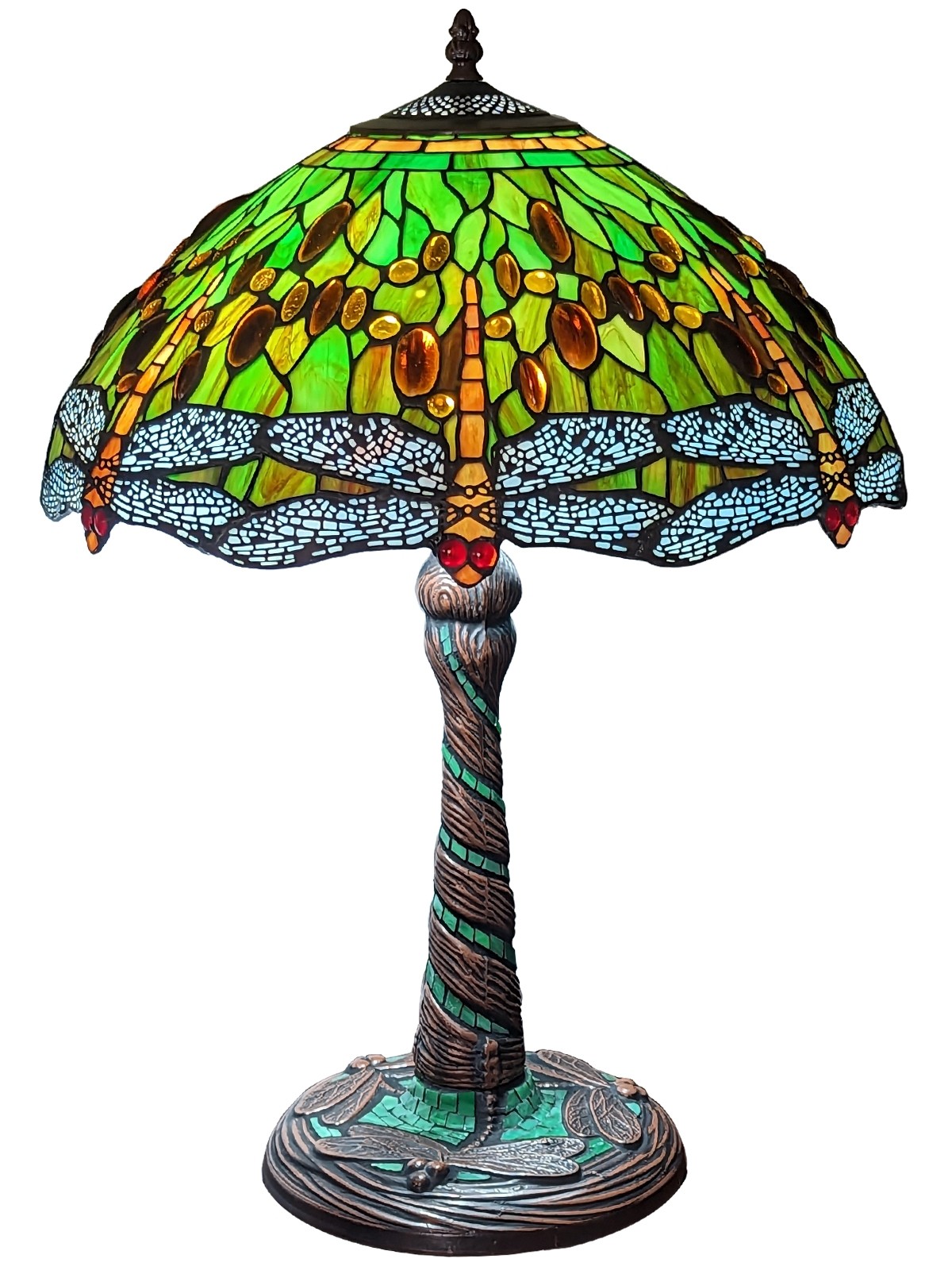 Dragonfly Tiffany Shade & Mosaic Base Table Lamp 58cm + Free Bulb  