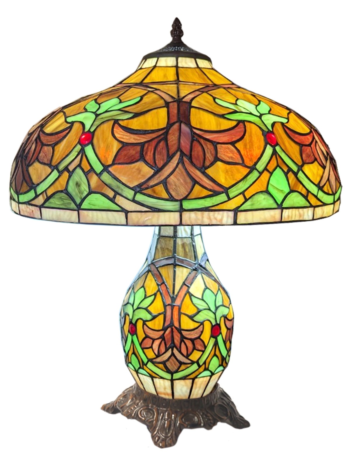 Fleur De Lys Tiffany Umbrella Table Lamp 55cm + Free Incandescent Bulb