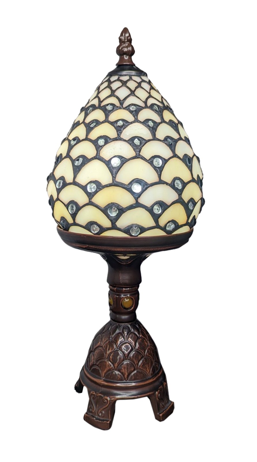 Pinecone Tiffany Table Lamp 33cm + Free Incandescent Bulb