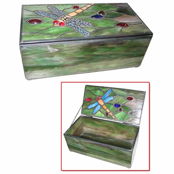 Dragonfly Tiffany Leaded Glass Trinket Jewellery Box