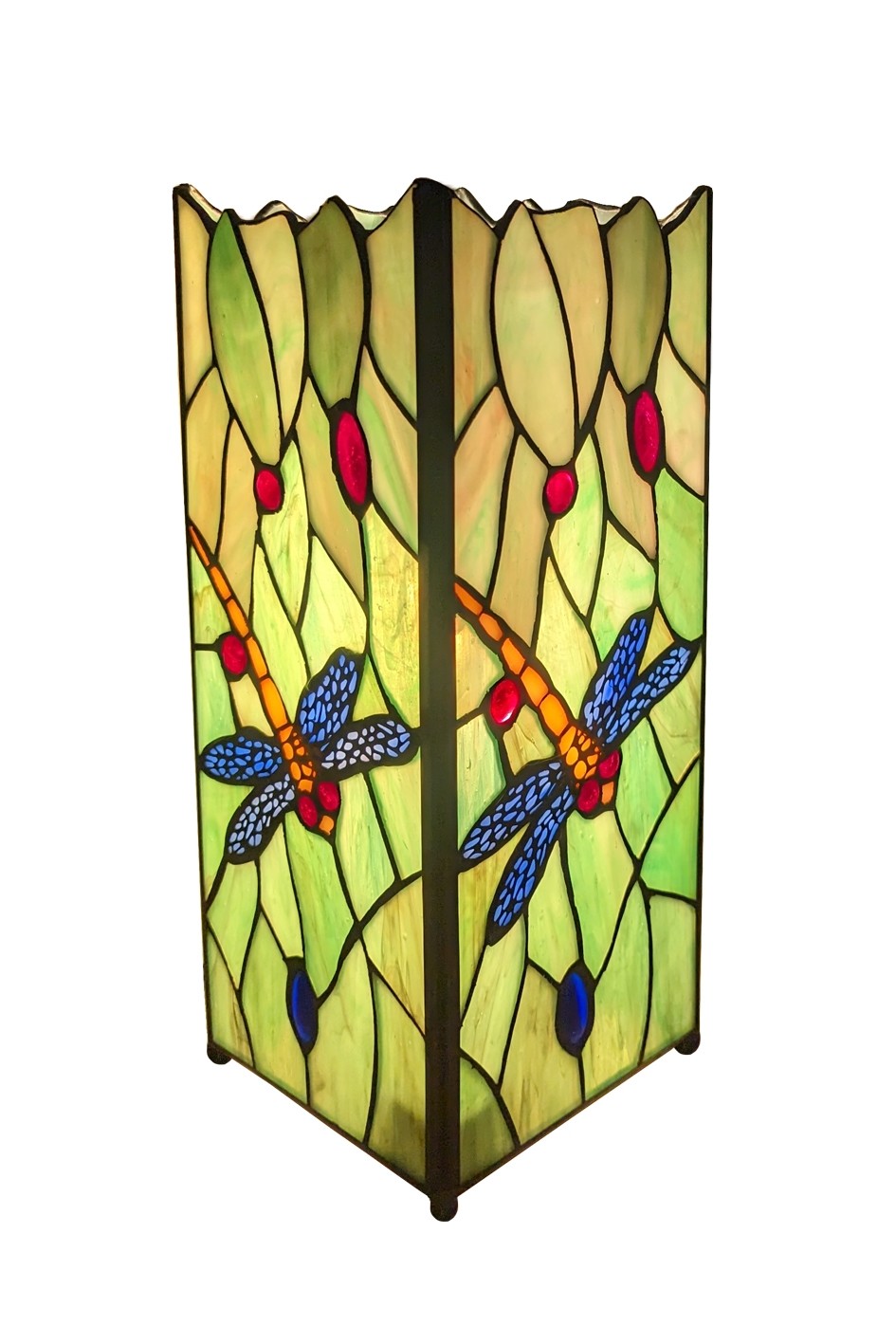 Dragonfly Square Tiffany Table Lamp 27cm + Free Bulb 