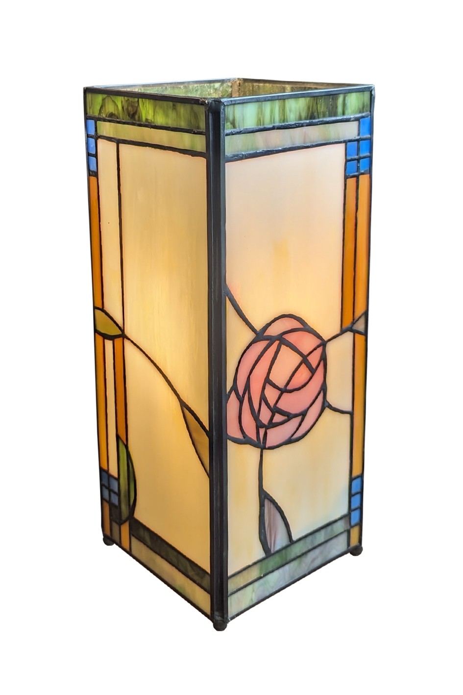 Mackintosh Tiffany Style Square Table Lamp 27cm + Free Incandescent Bulb