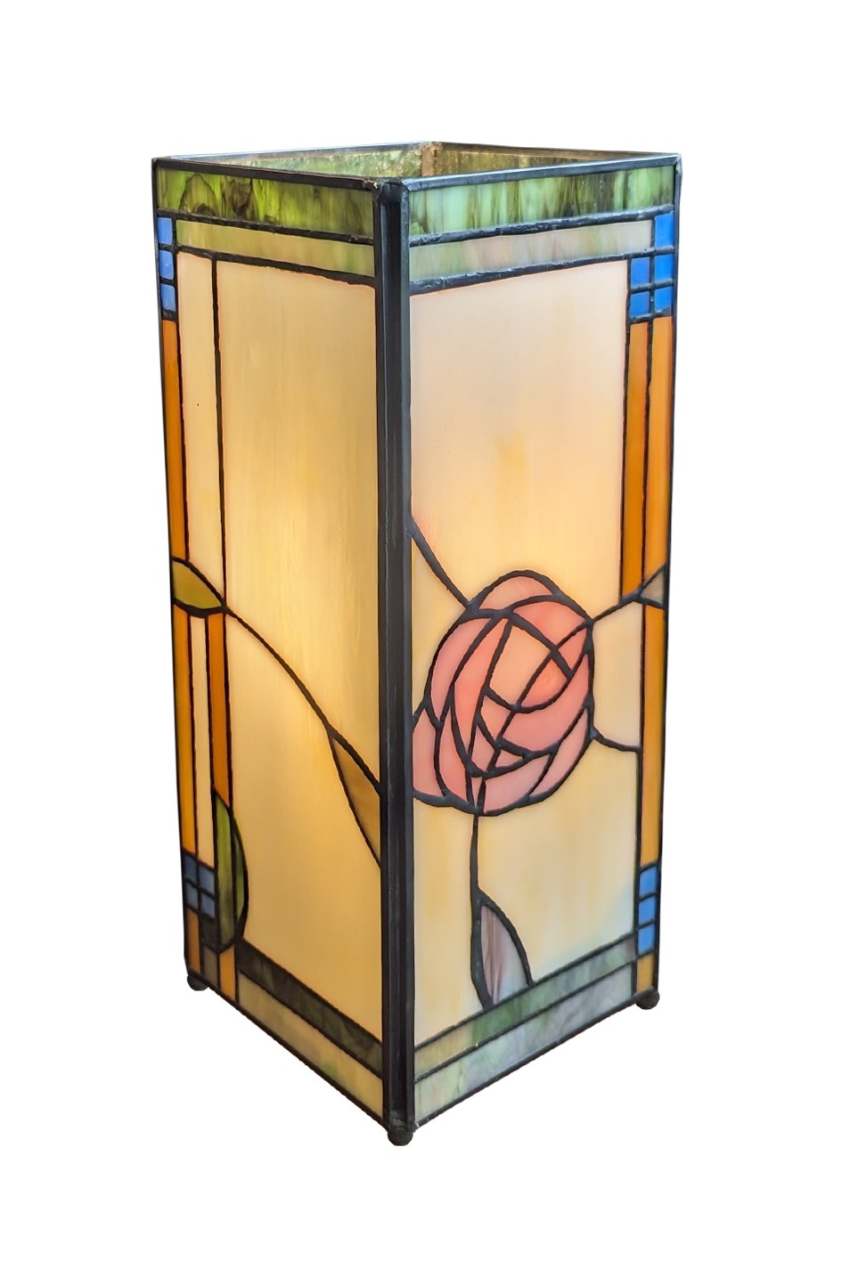 Mackintosh Tiffany Style Square Table Lamp 27cm + Free Bulb