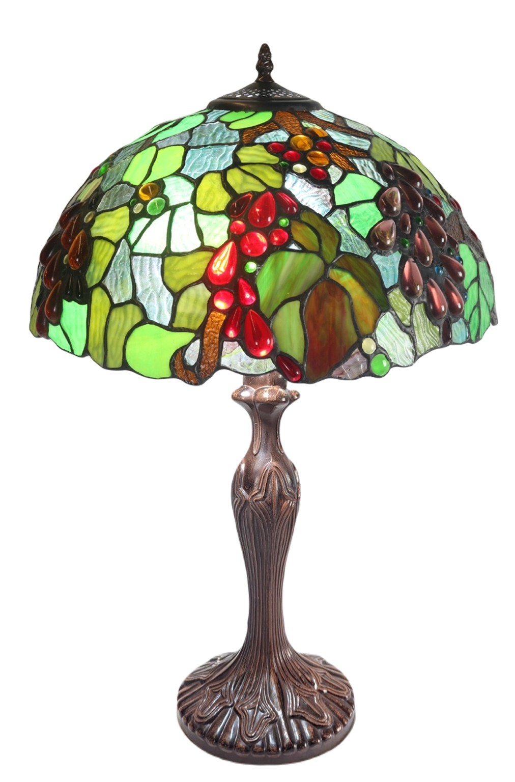 Embossed Grape Tiffany Lamp Free Bulbs - 56cm