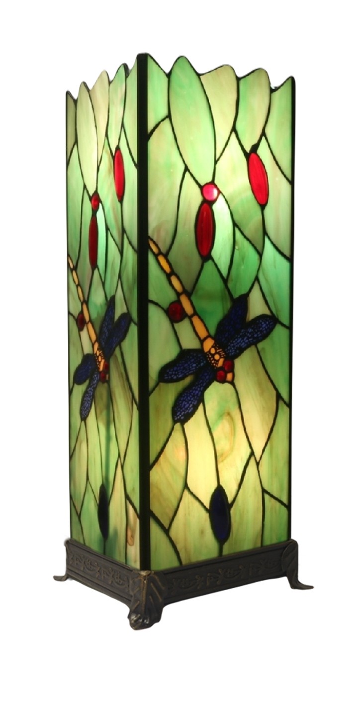 Dragonfly Square Tiffany Table Lamp (Large) 46.5cm + Free Bulbs