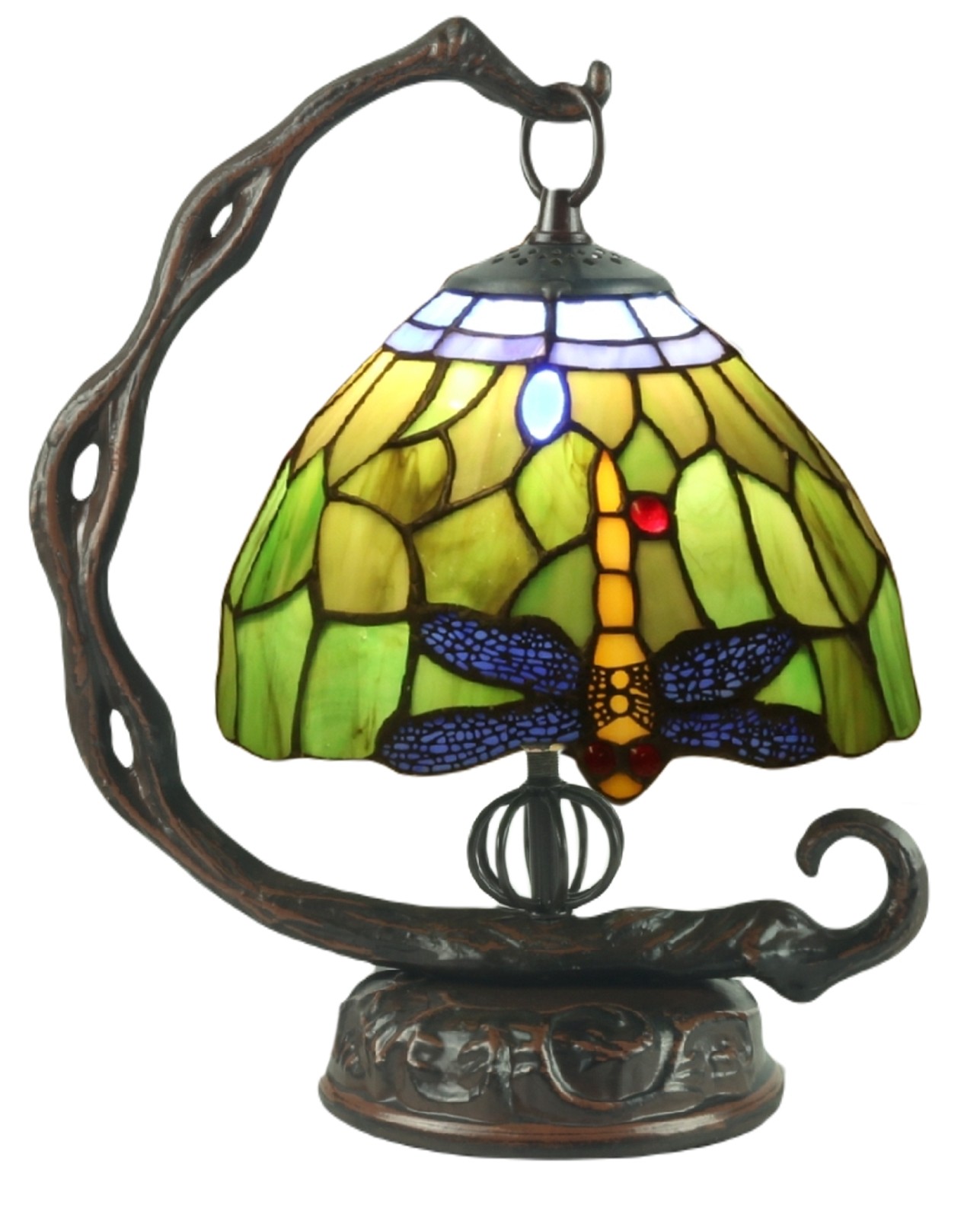 Dragonfly Tiffany Lamp Embossed Base 31cm + Free Bulb 