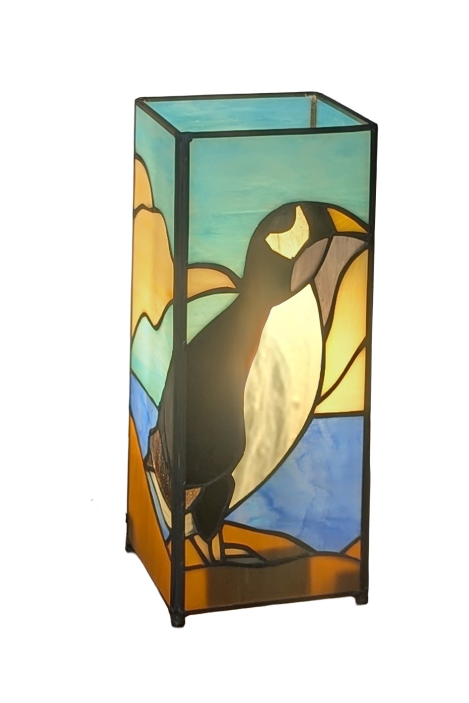 Puffin/Penguin Square Tiffany Lamp 27cm + Free Bulb