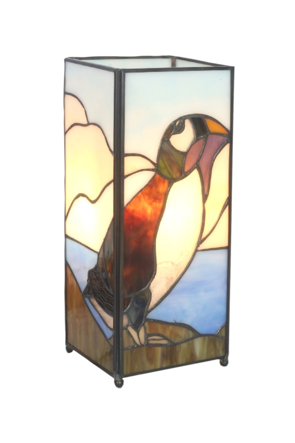 Puffin/Penguin Square Tiffany Lamp 27cm + Free Bulb