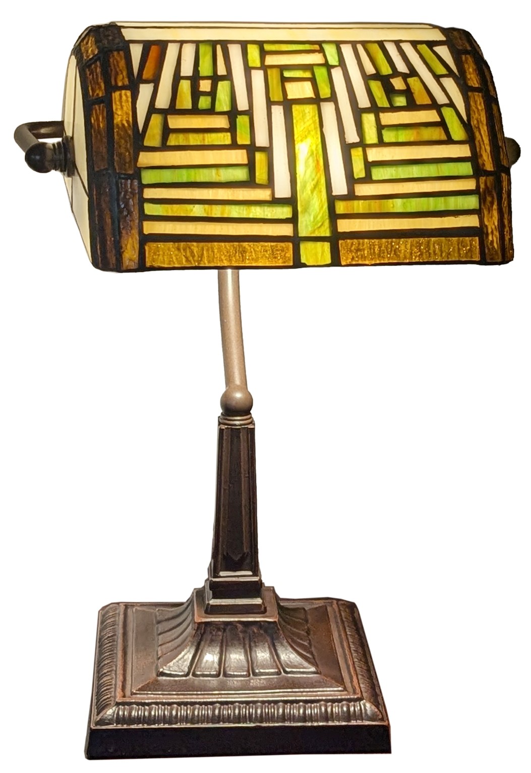 Art Deco Tiffany Bankers Table Lamp - 38cm