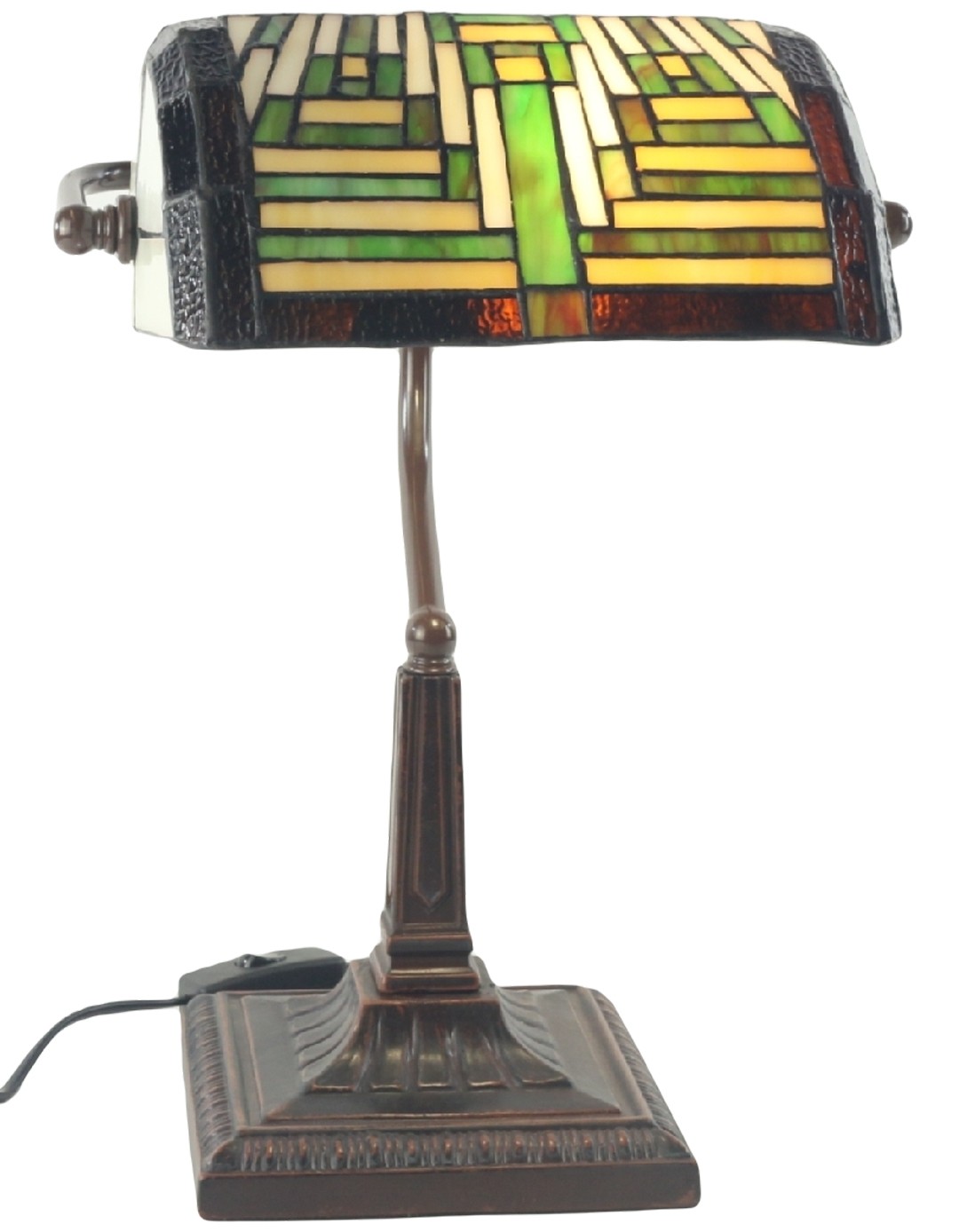 Art Deco Tiffany Bankers Table Lamp - 38cm