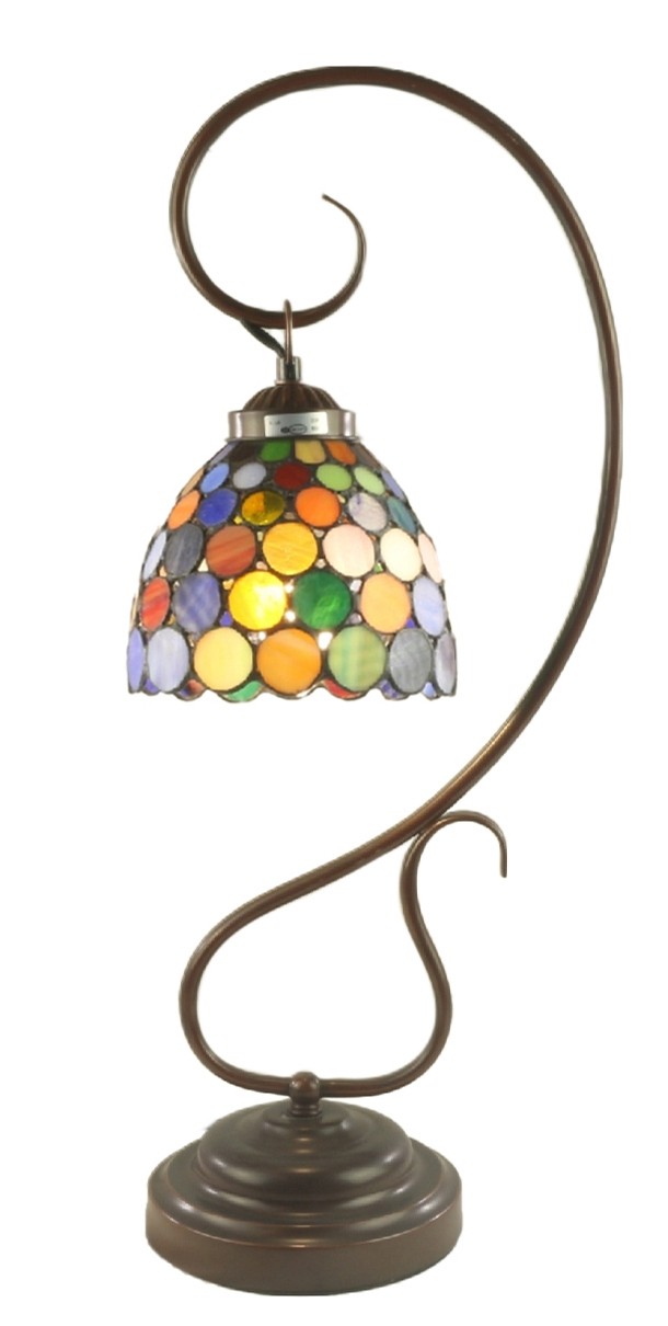 Spot Design Tiffany Shade On Scroll Base 58cm With 15cm Shade Dia - Free Bulbs