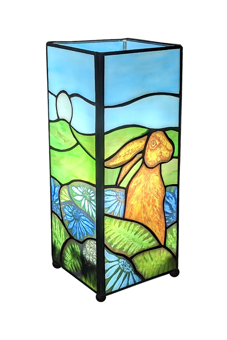 Rabbit Design Square Tiffany Table Lamp 27cm + Free Bulb