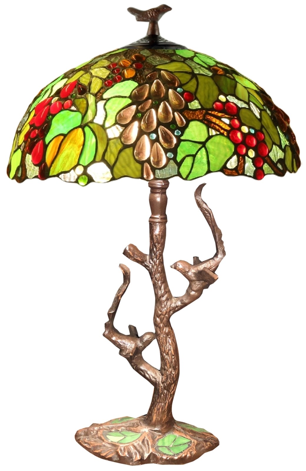 64cm Tiffany Style Grape Table Lamp With Tree / Mosaic Base + Free Bulb