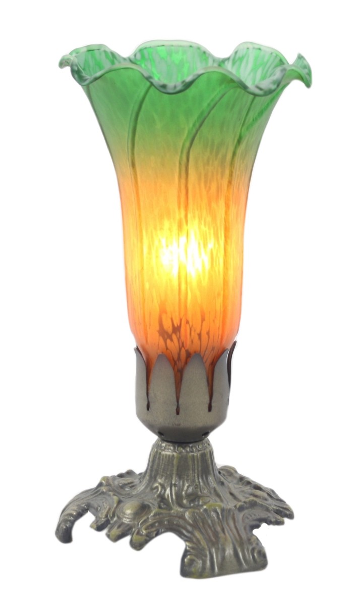 Upward Lily Lamp - Amber/Green - 20.5cm + Free Bulb