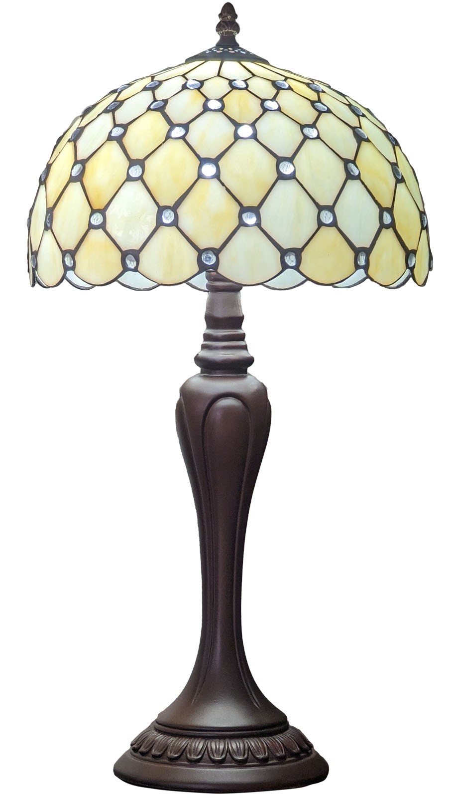 Pearl Design Tiffany Table Lamp 59cm With Serene Base + Free Incandescent Bulb