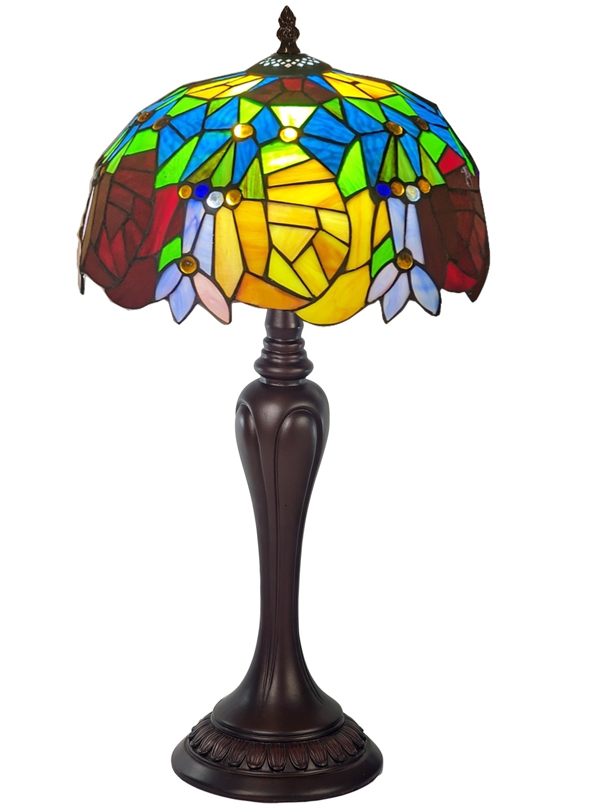 Rose & Snowdrop Design Tiffany Table Lamp 59cm With Serene Base + Free Incandescent Bulb