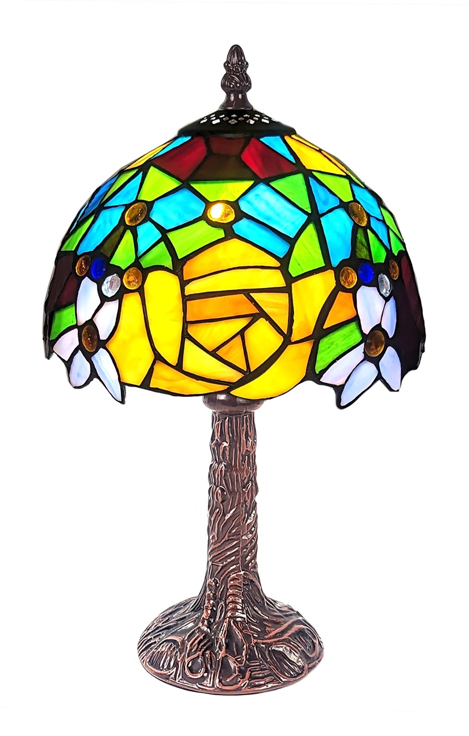 Rose & Snowdrop Tiffany Lamp 34cm (Small) + Free Incandescent Bulb